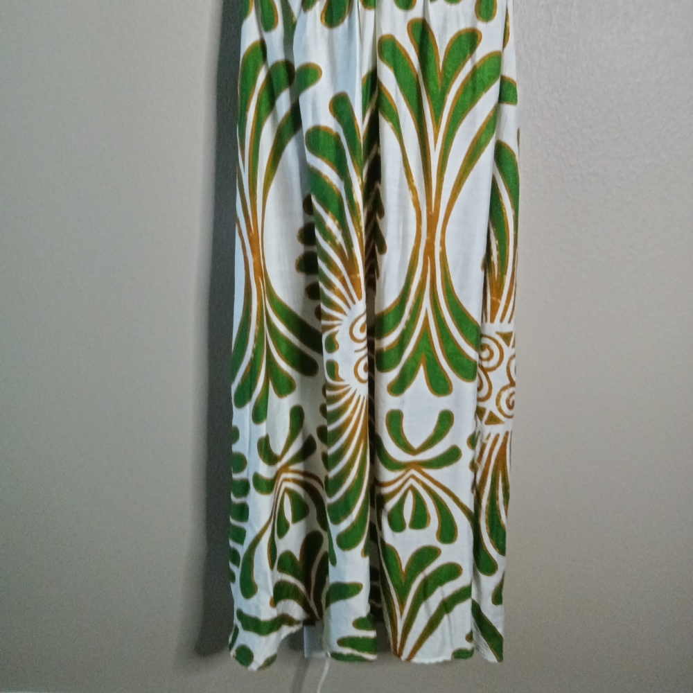 Aakaa Halter Maxi Dress Green & Brown Palm Print Spaghetti Straps Size S NWT - Picture 3 of 15